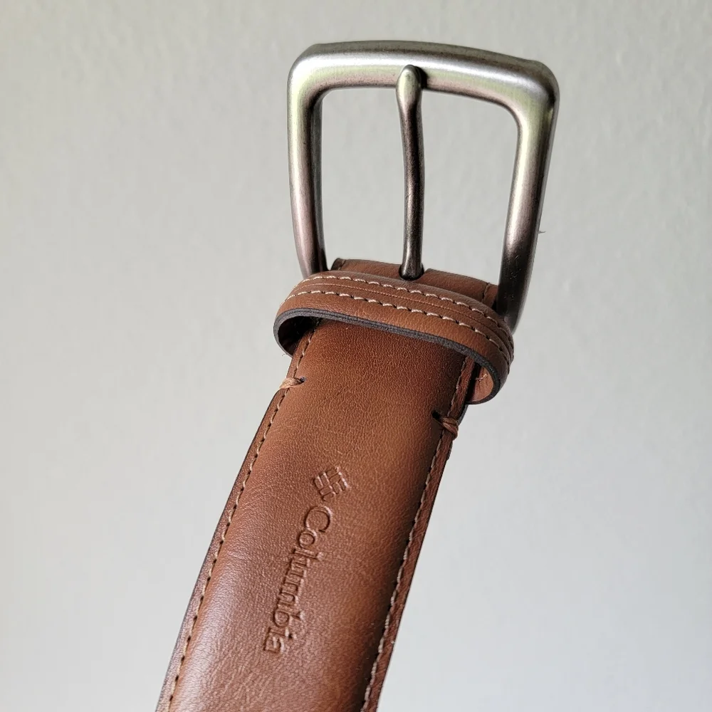 Columbia Brown Faux Leather Belt Sz 36 Excellent Condition Cowboy Western Preppy